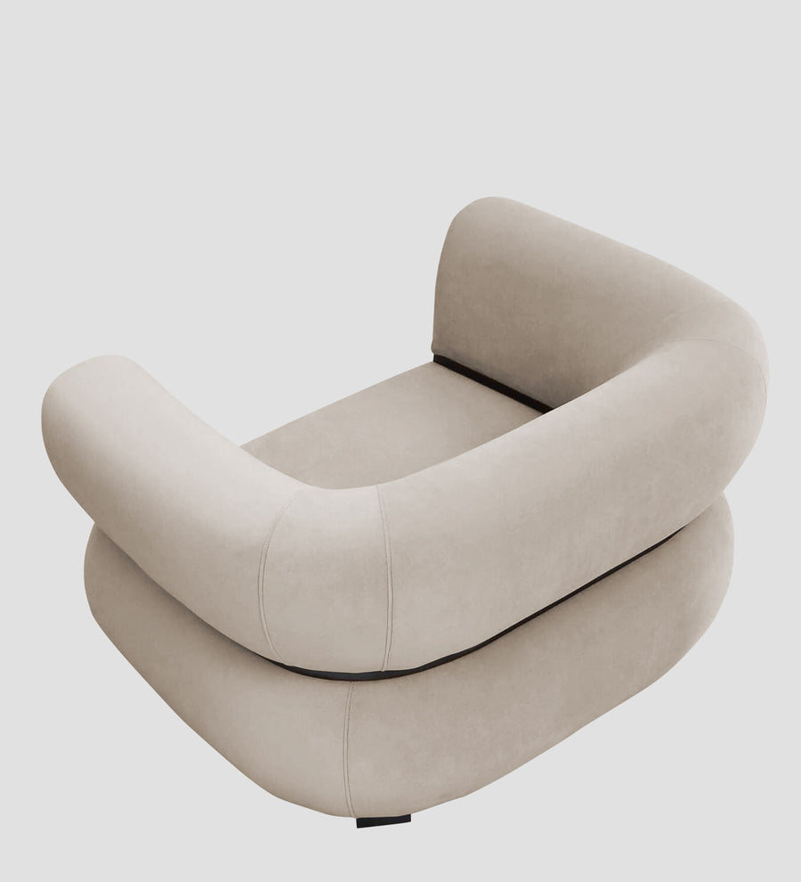 Kula Velvet 1 Seater Sofa In Cream Beige Colour - Febonic Living