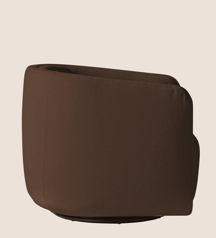 Ria Fabric Swivel Chair In Ash Brown Colour - Febonic Living