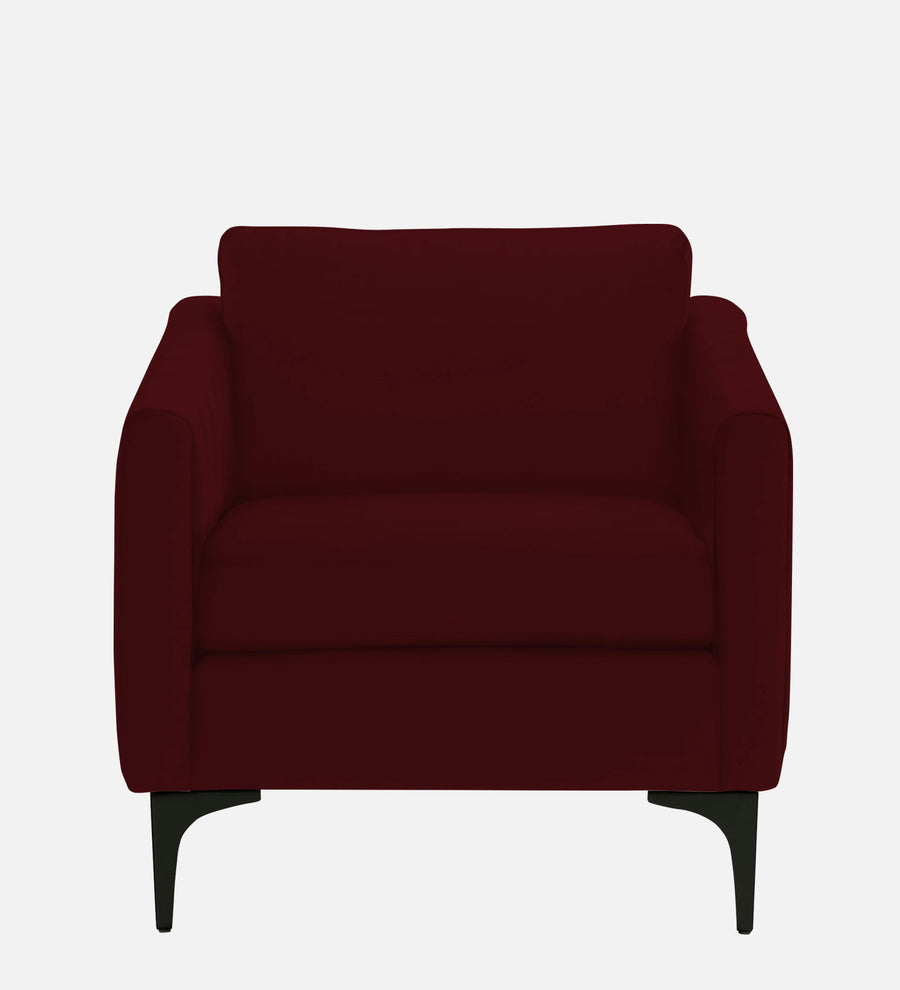 Haru Velvet 1 Seater Sofa In Dark Maroon Colour - Febonic Living