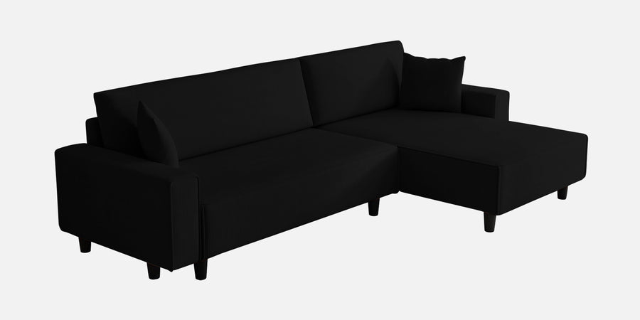 Peach Fabric Rhs 6 Seater Sofa Cum Bed With Storage In Zed Black Colour - Febonic Living