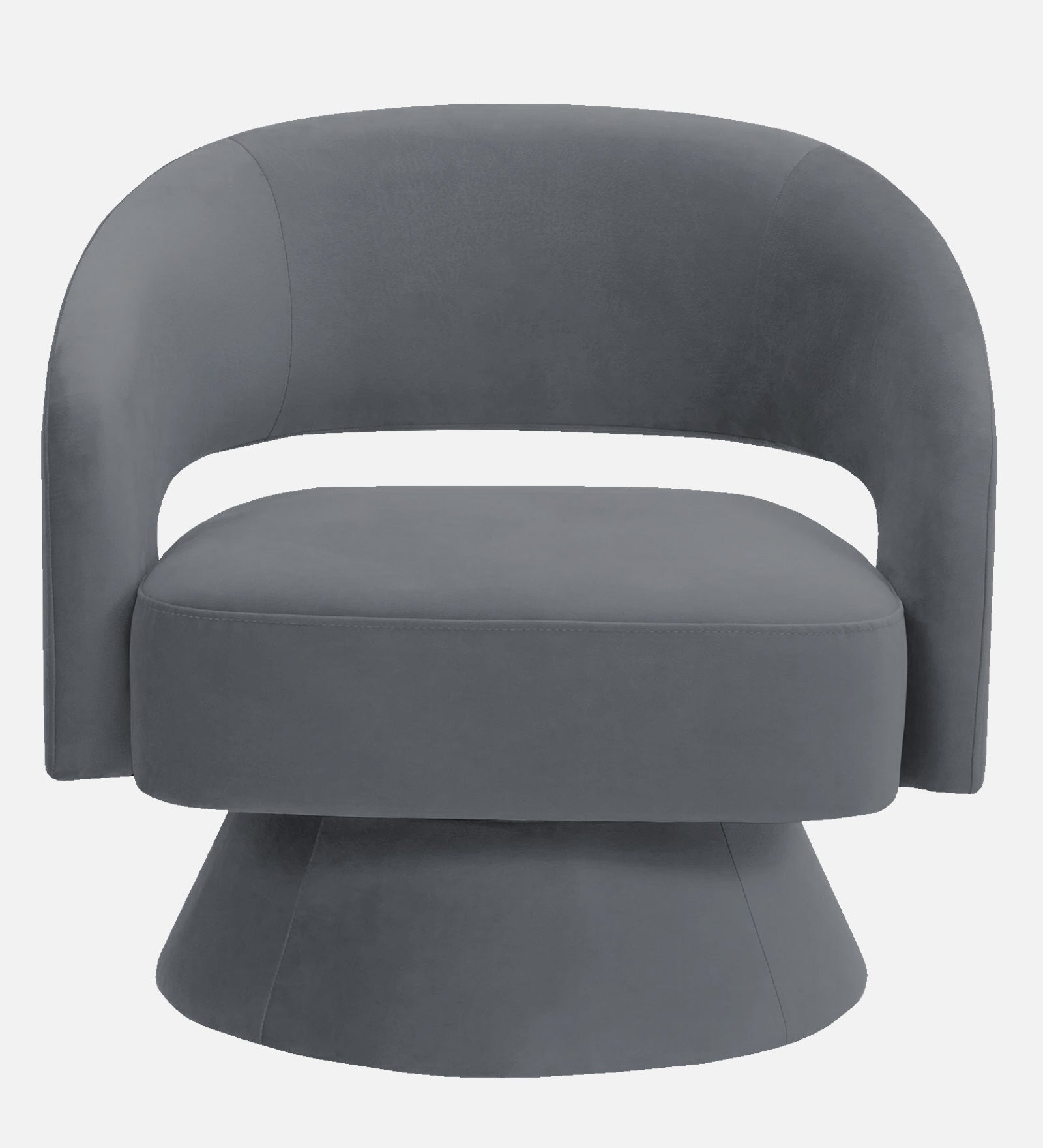 Pendra Velvet Swivel Chair in Pubble Grey Colour