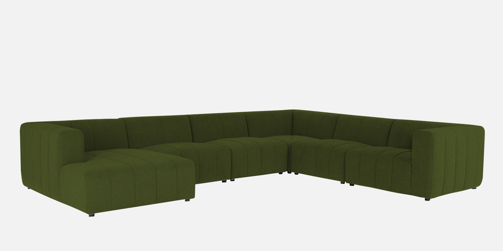 Damo Fabric RHS 8 Seater Sectional Sofa In Olive Green Colour