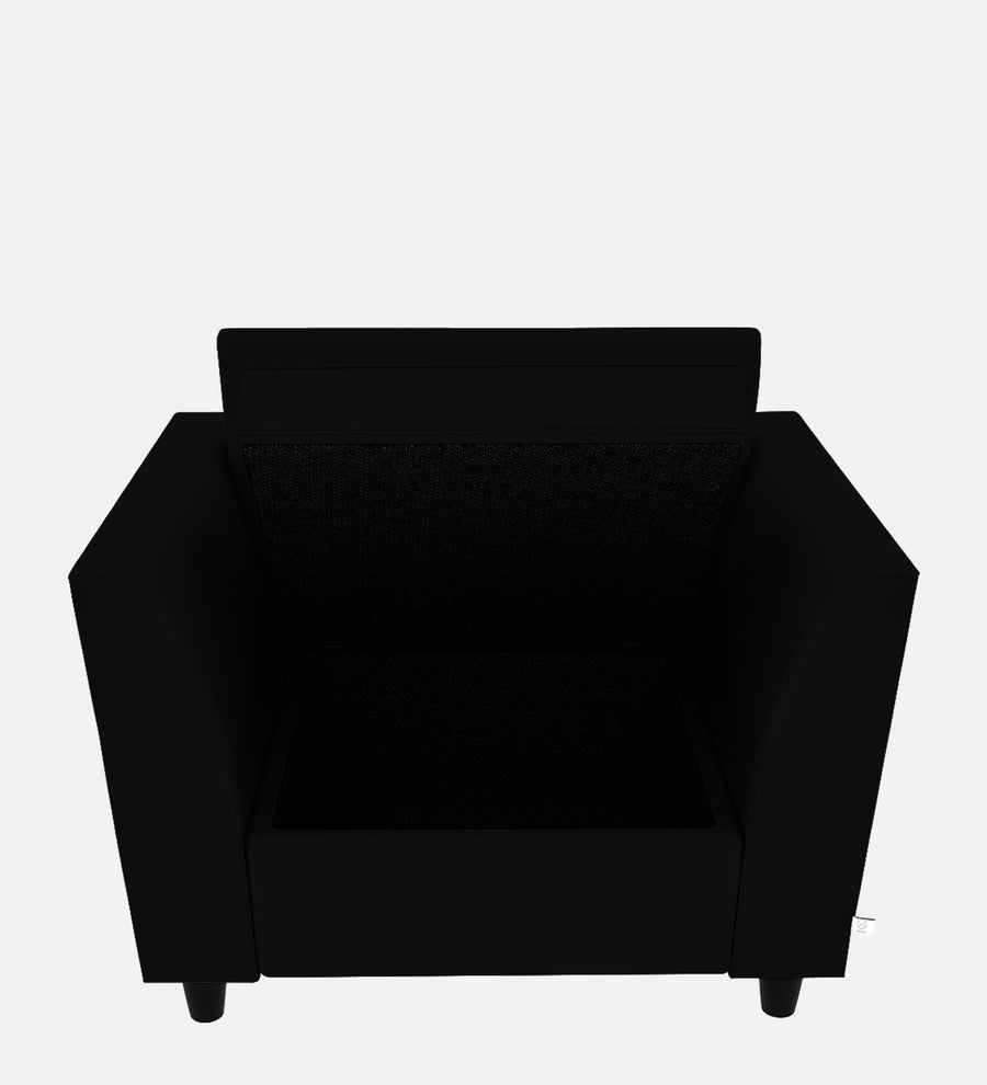 Bristo Velvet 1 Seater Sofa In Adam Black Colour With Storage - Febonic Living