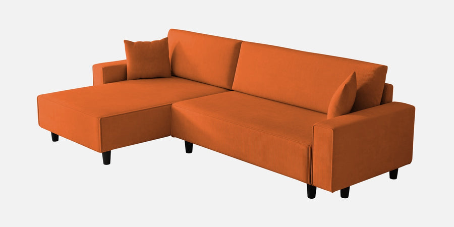 Peach Fabric Lhs 6 Seater Sofa Cum Bed With Storage In Vivid Orange Colour - Febonic Living
