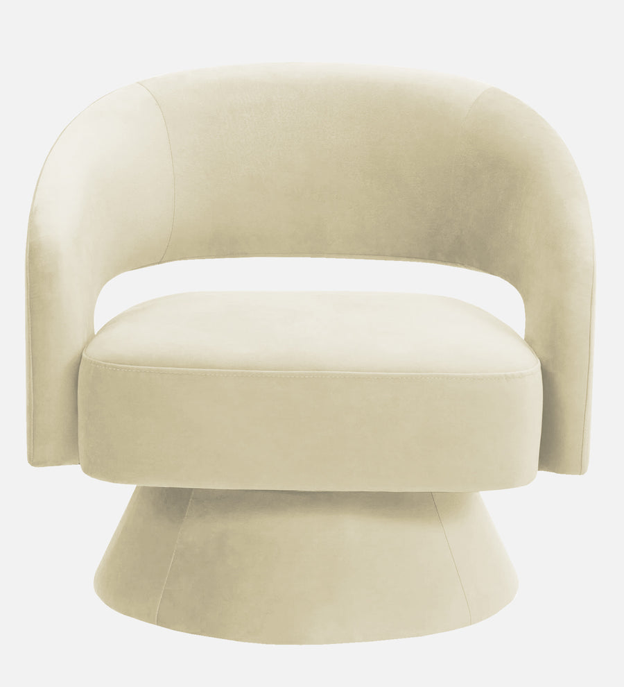 Pendra Velvet Swivel Chair In Warm White Colour - Febonic Living