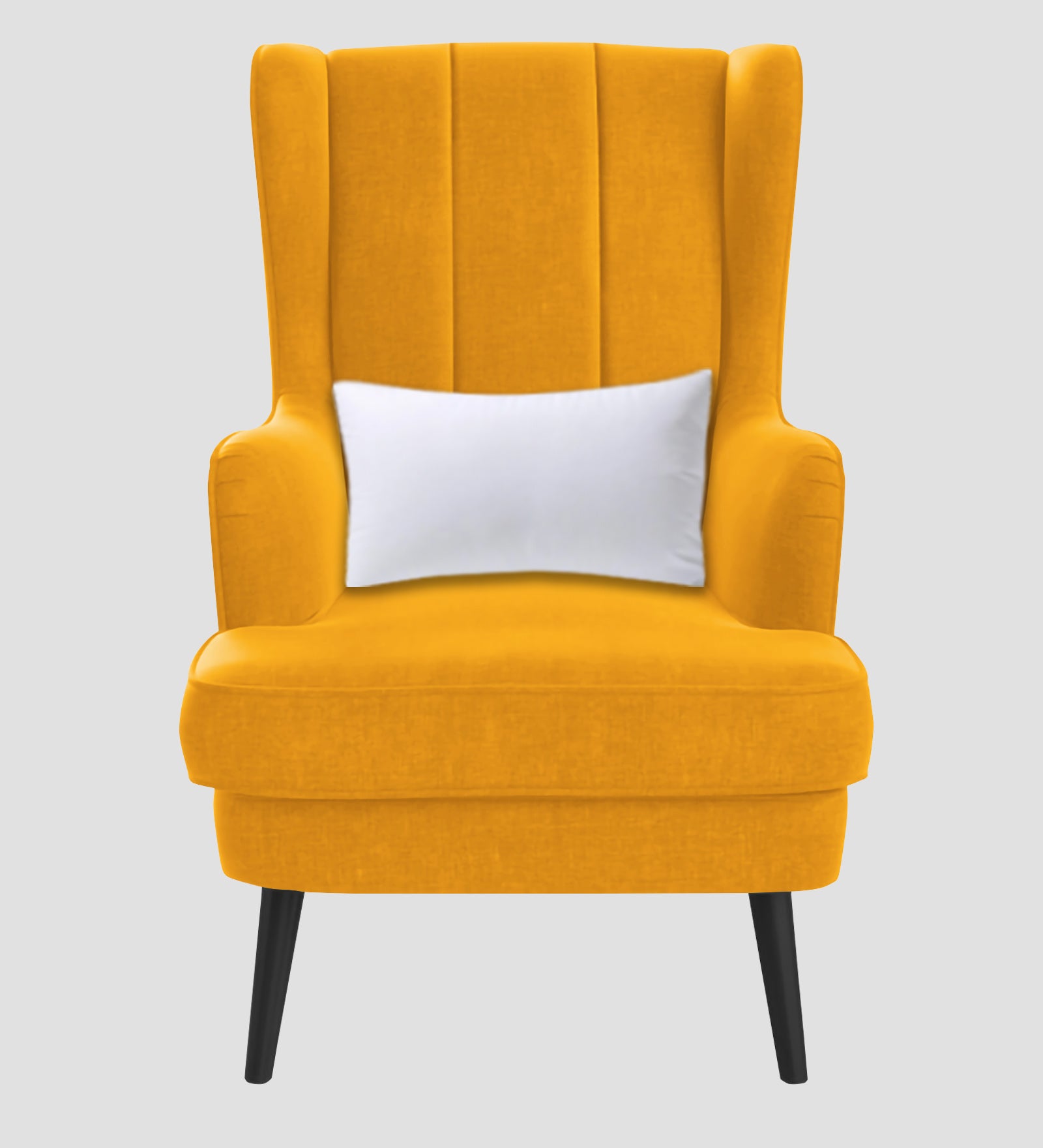 Niya Velvet 1 Seater Wing Chair in Safforn Yellow Colour