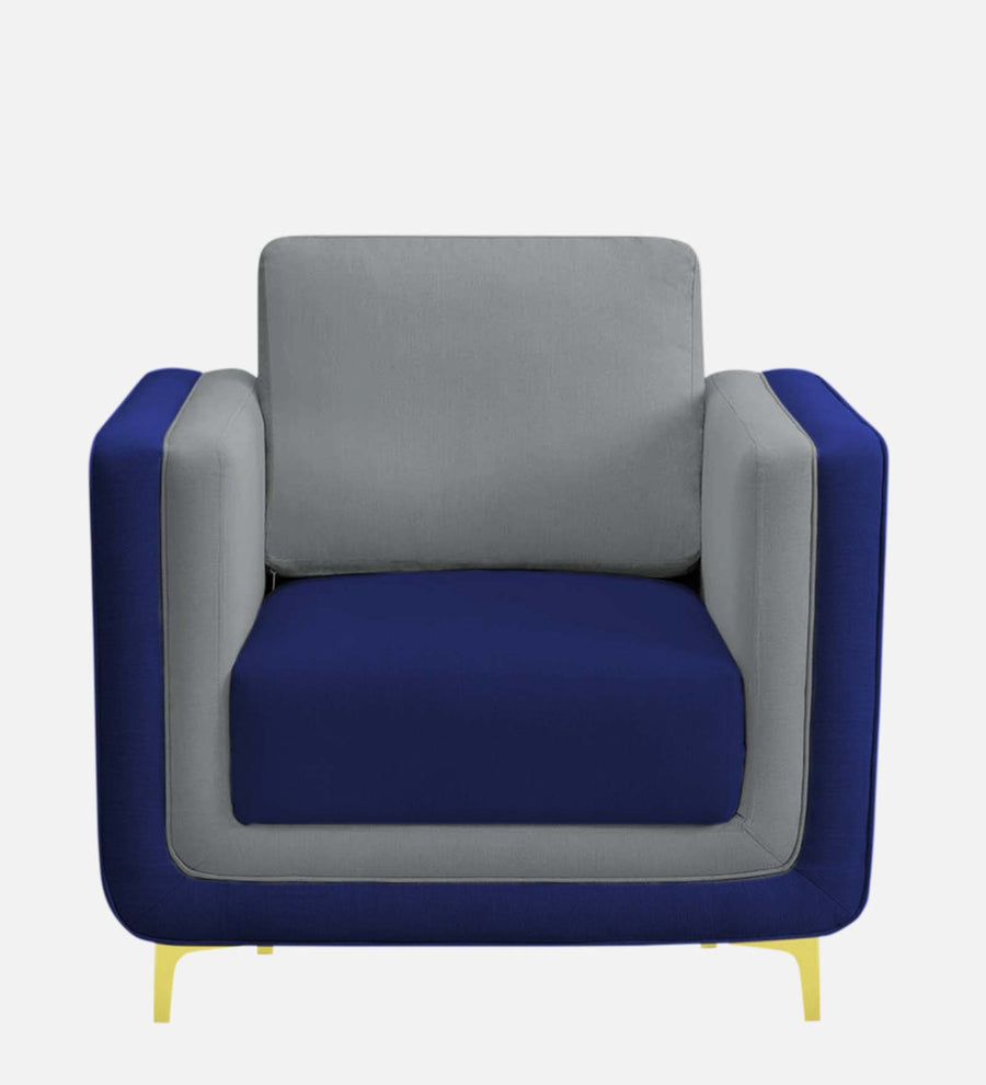 Visky Velvet 1 Seater Sofa In Pearl Grey And Indigo Blue Colour - Febonic Living