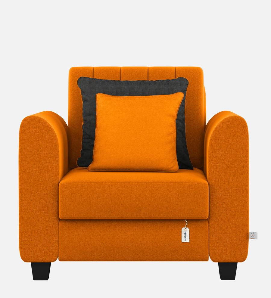 Cosmic Fabric 1 Seater Sofa In Vivid Orange Colour - Febonic Living