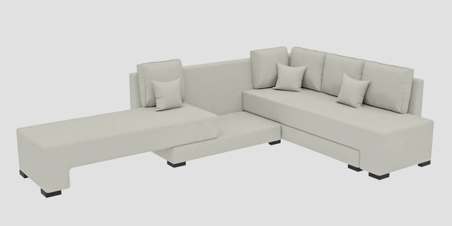 Corby Velvet Rhs 6 Seater Convertible Sofa Cum Bed In Bone Grey Colour - Febonic Living