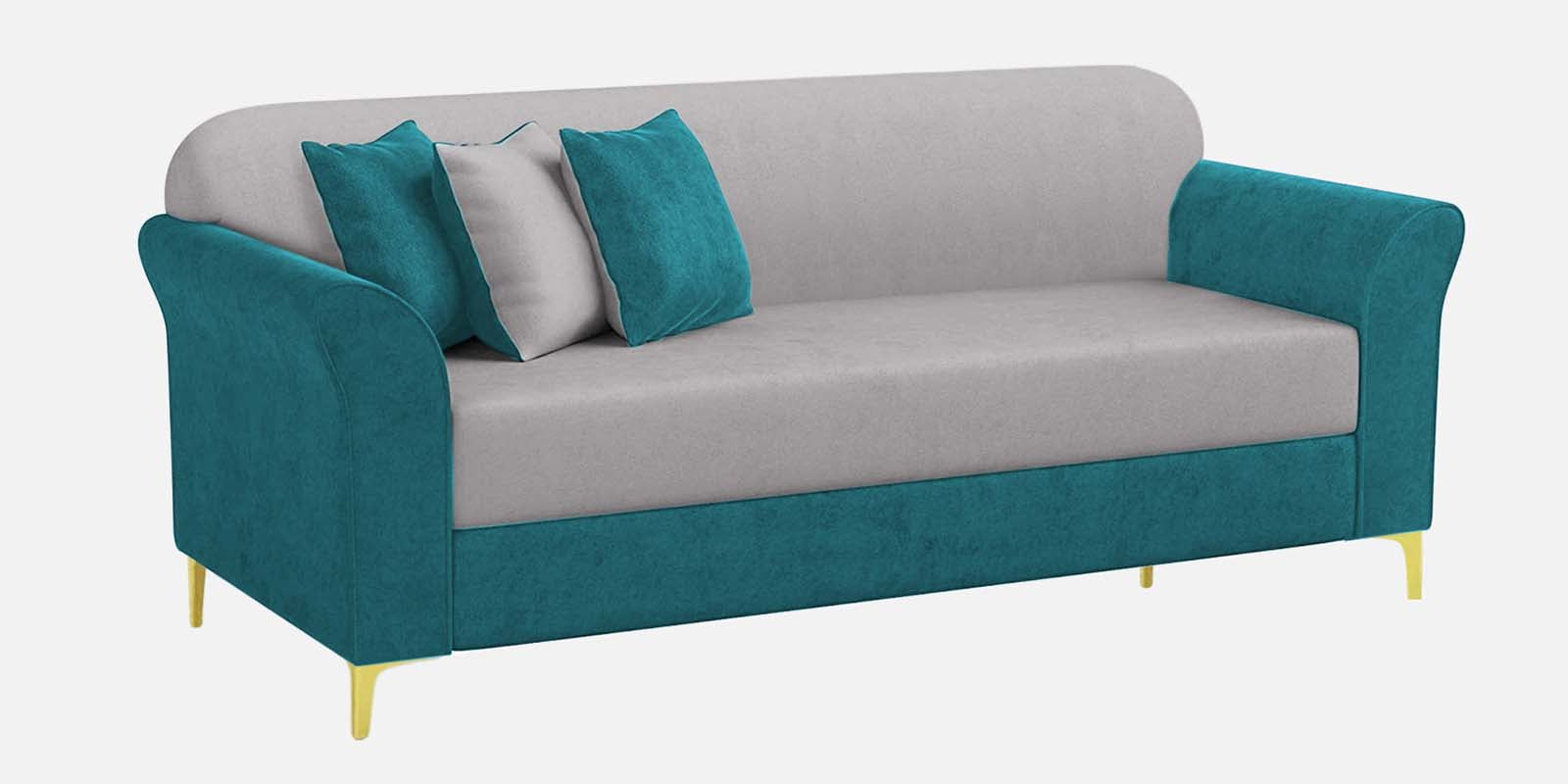 Jordan Velvet 3 Seater Sofa in PineGreen-Concreate Grey Colour