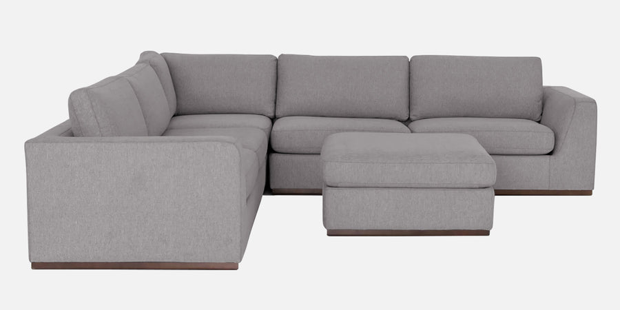 Freedom Velvet 6 Seater Lhs Corner Sofa In Concrete Grey Colour With Ottoman - Febonic Living