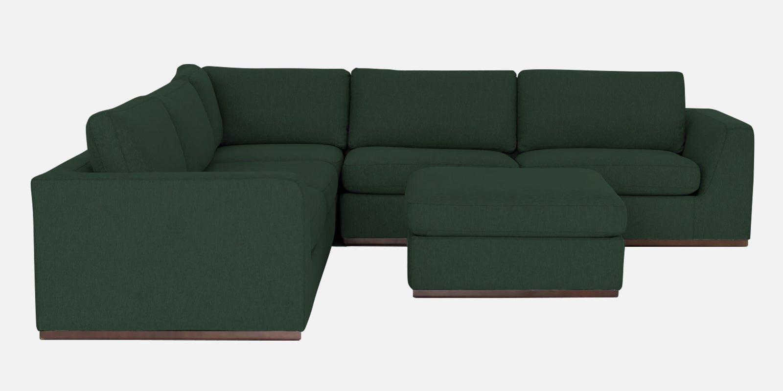 Freedom Velvet 6 Seater LHS Sectional Sofa In Amazon Green Colour With Ottoman