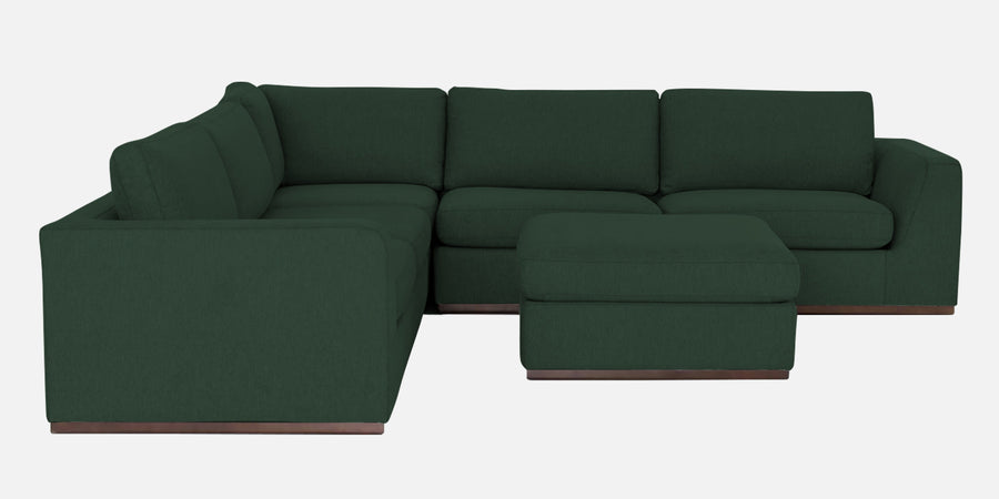 Freedom Velvet 6 Seater Lhs Corner Sofa In Amazon Green Colour With Ottoman - Febonic Living