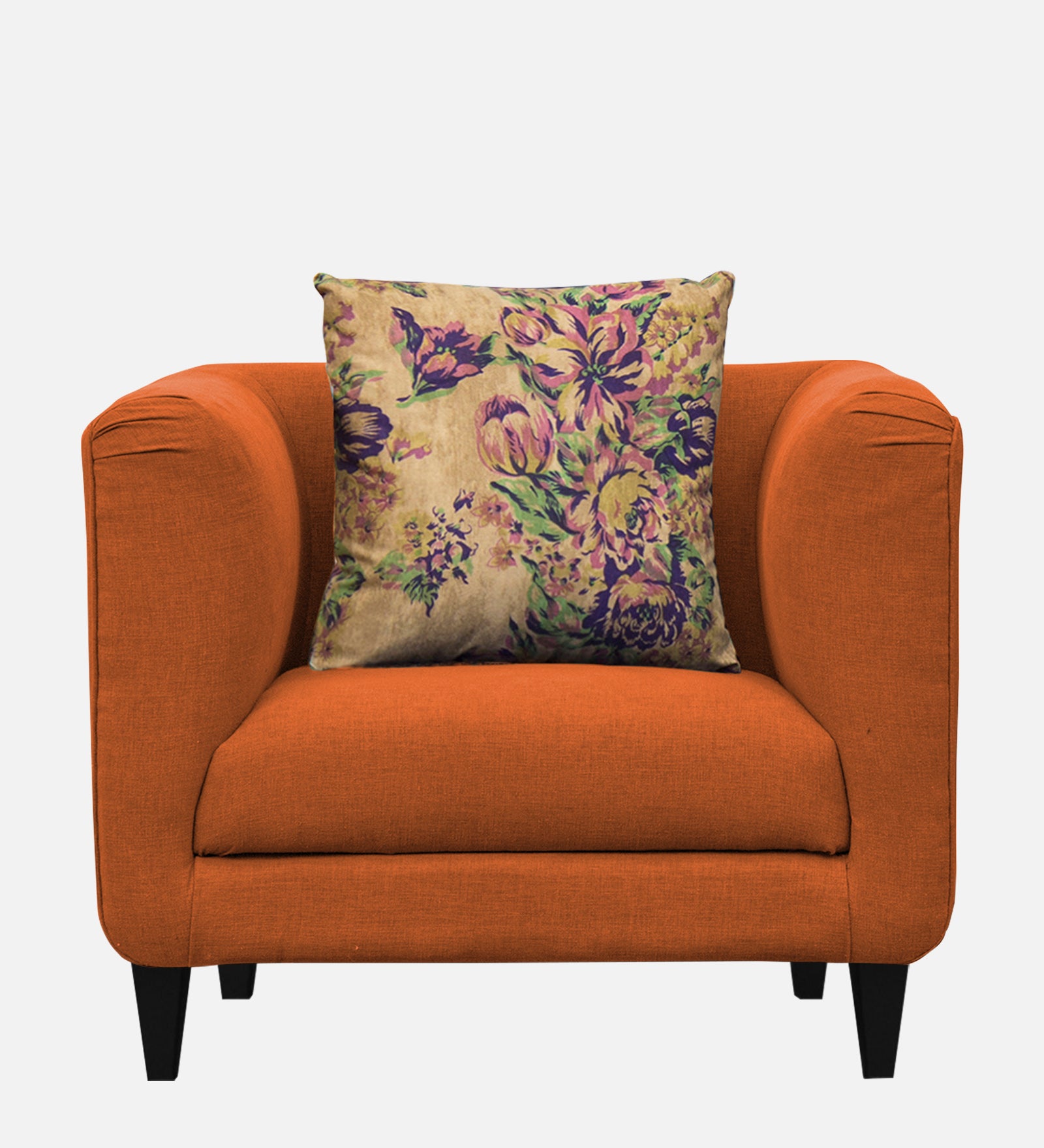 Niki Fabric 1 Seater Sofa in Vivid Orange Colour