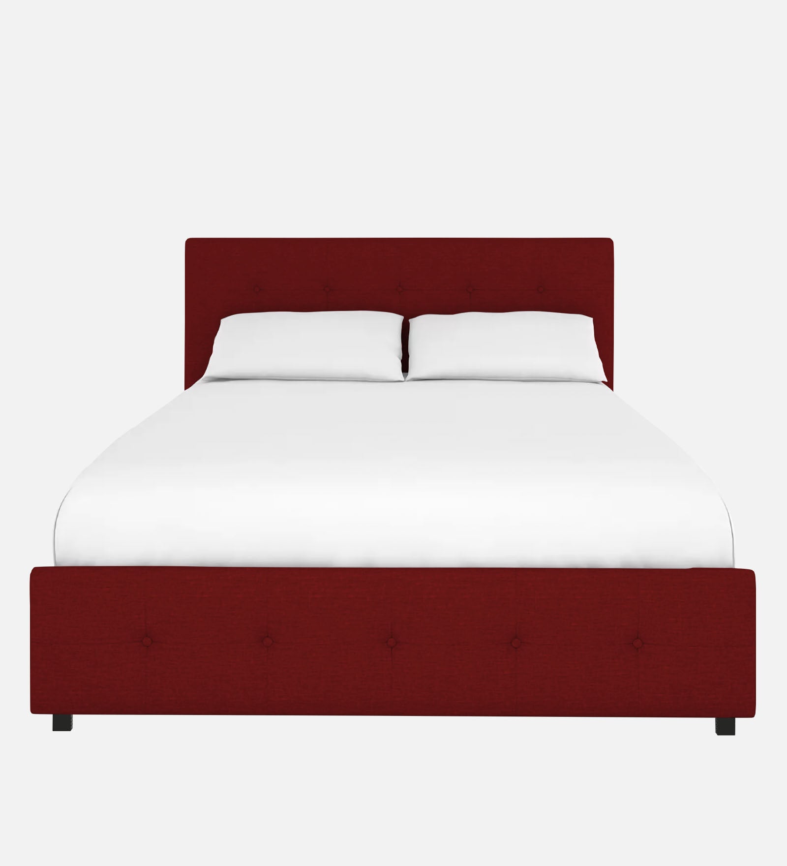 Lido Fabric Queen Size Bed In Blood Maroon Colour With Storage