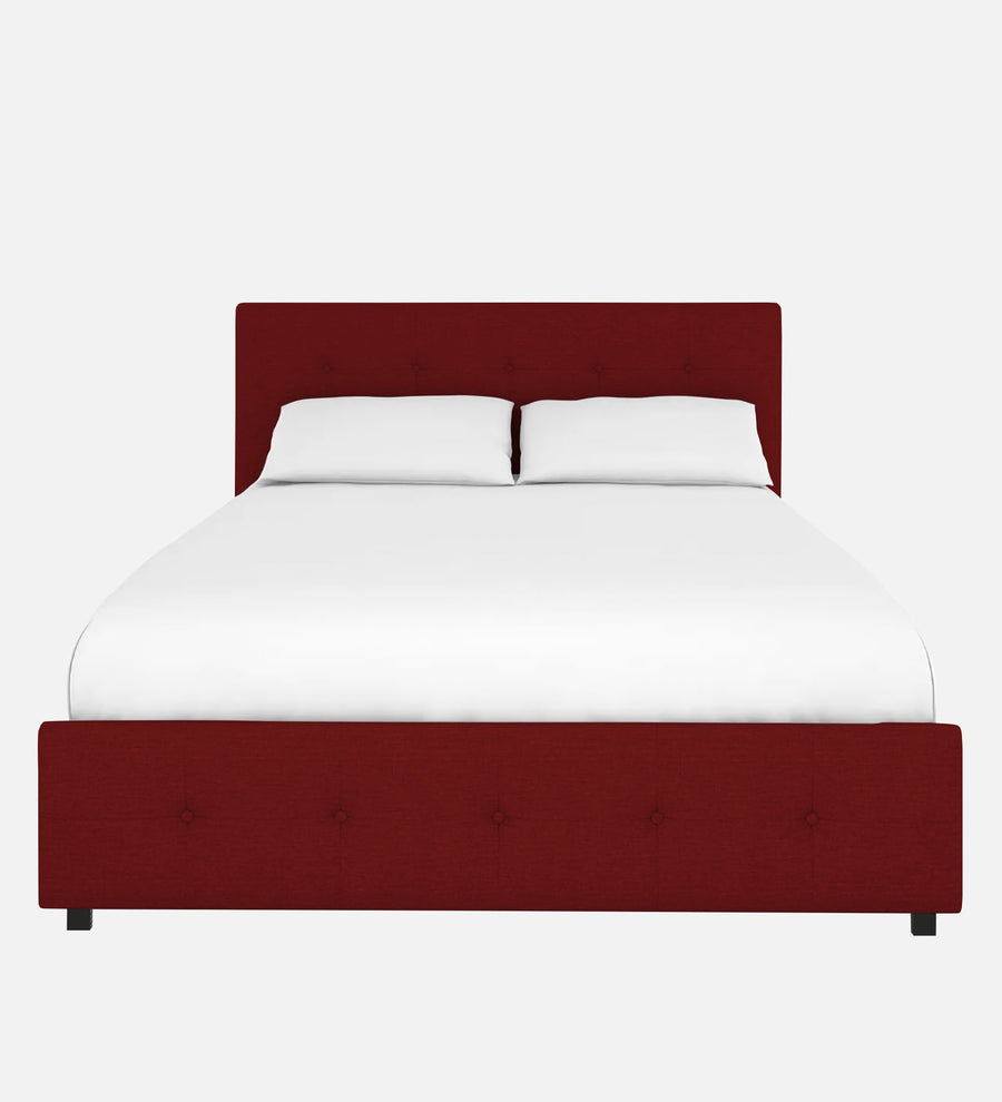 Lido Fabric Upholstered Queen Size Bed In Blood Maroon Colour With Drawer Storage - Febonic Living