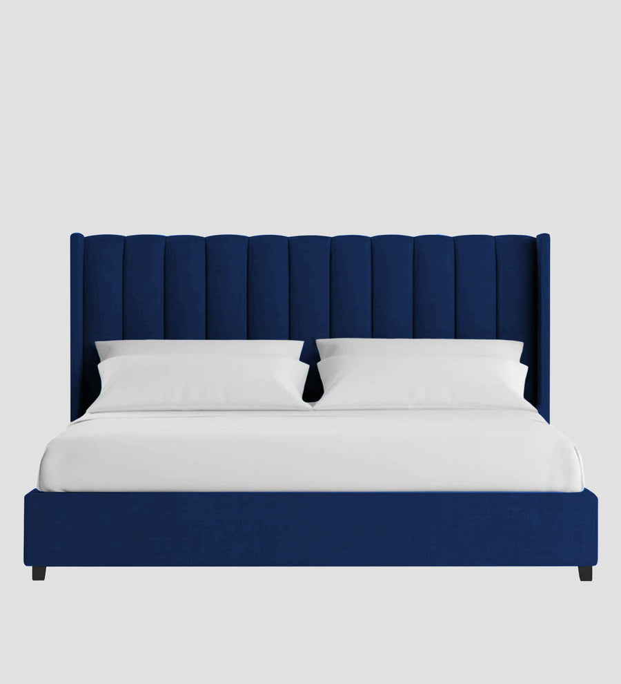 Colina Fabric Upholstered King Size Bed In Royal Blue Colour With Box Storage - Febonic Living