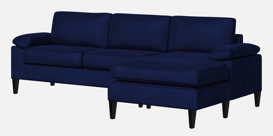 Vegas Velvet Lhs Sectional Sofa 3 Lounger In Imperial Blue Colour - Febonic Living