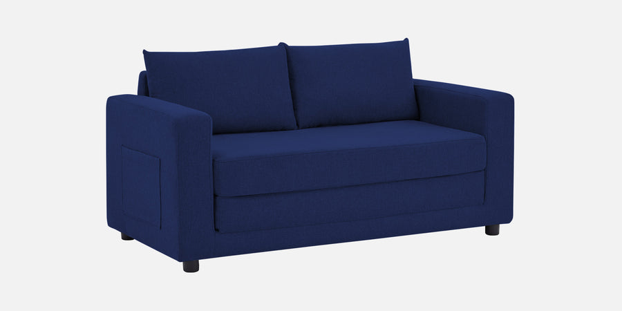 Roman Fabric 3 Seater Foldable Sofa Cum Bed In Royal Blue Colour With Usb Port - Febonic Living