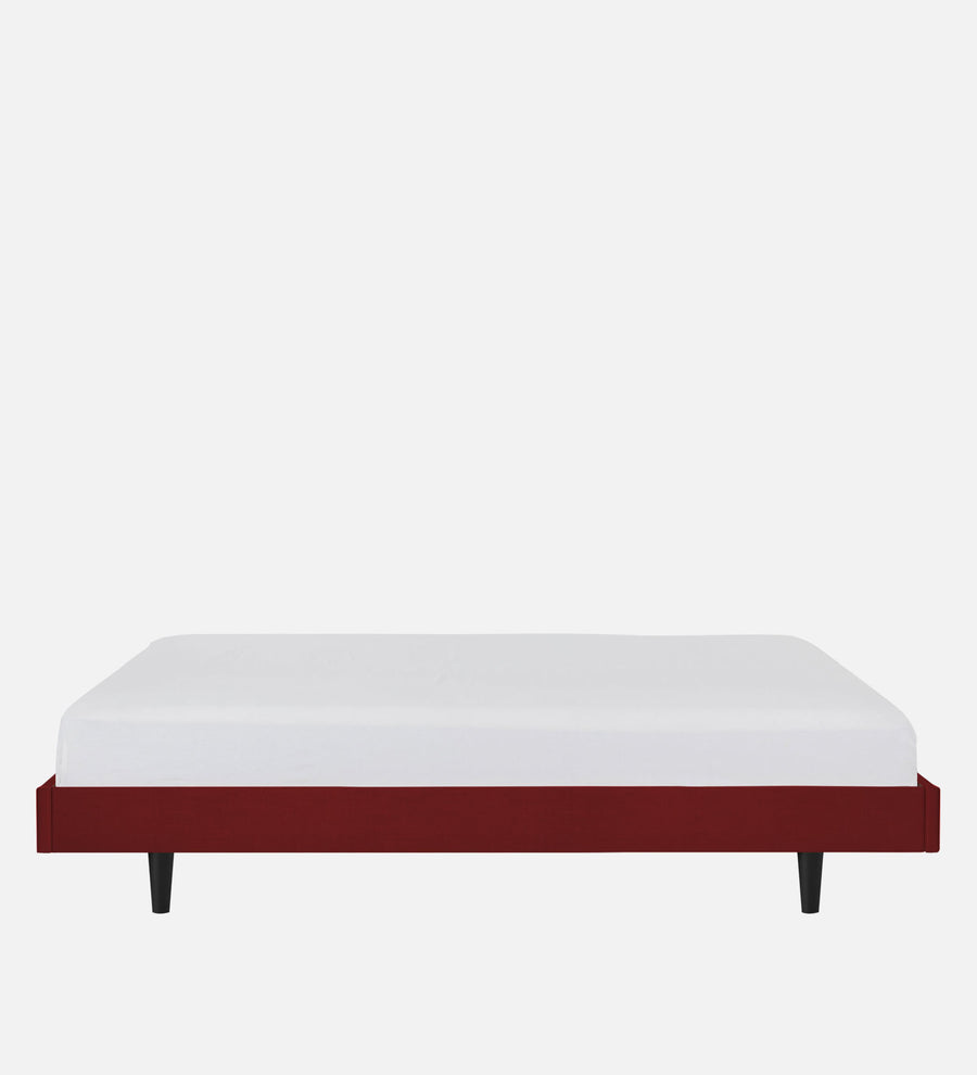 Basi Fabric Upholstered Queen Size Bed In Blood Maroon Colour - Febonic Living