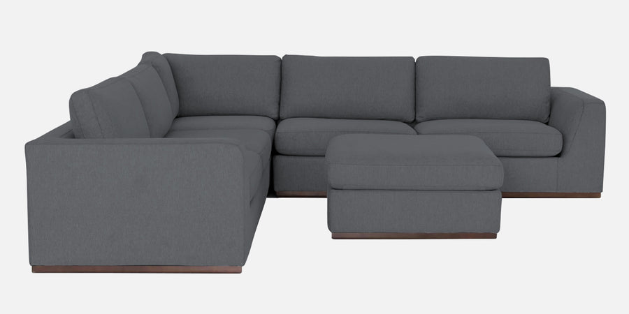 Freedom Velvet 6 Seater Lhs Corner Sofa In Pubble Grey Colour With Ottoman - Febonic Living