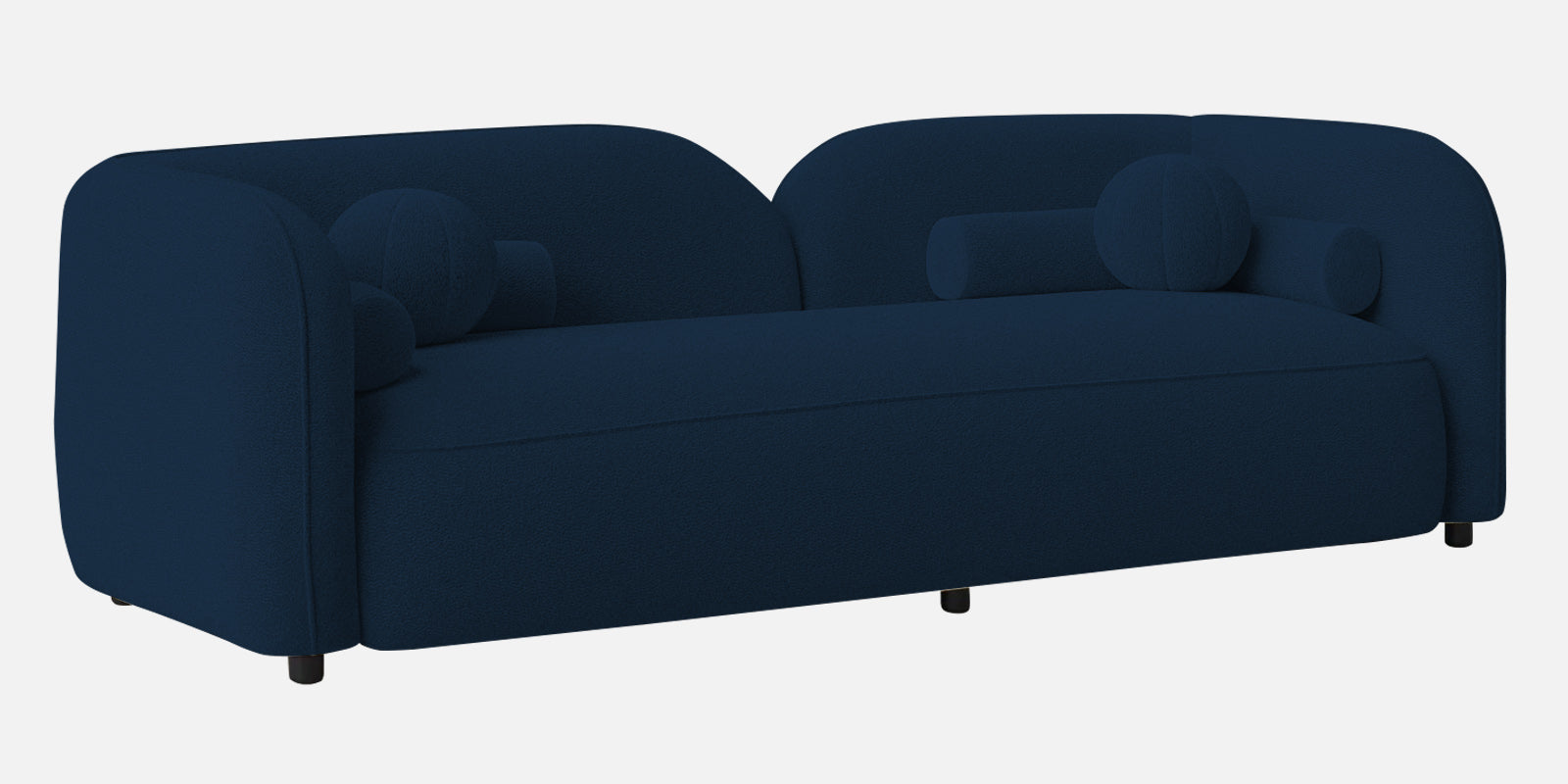 Corny Fur Fabric 3 Seater Sofa in Danim Blue Colour