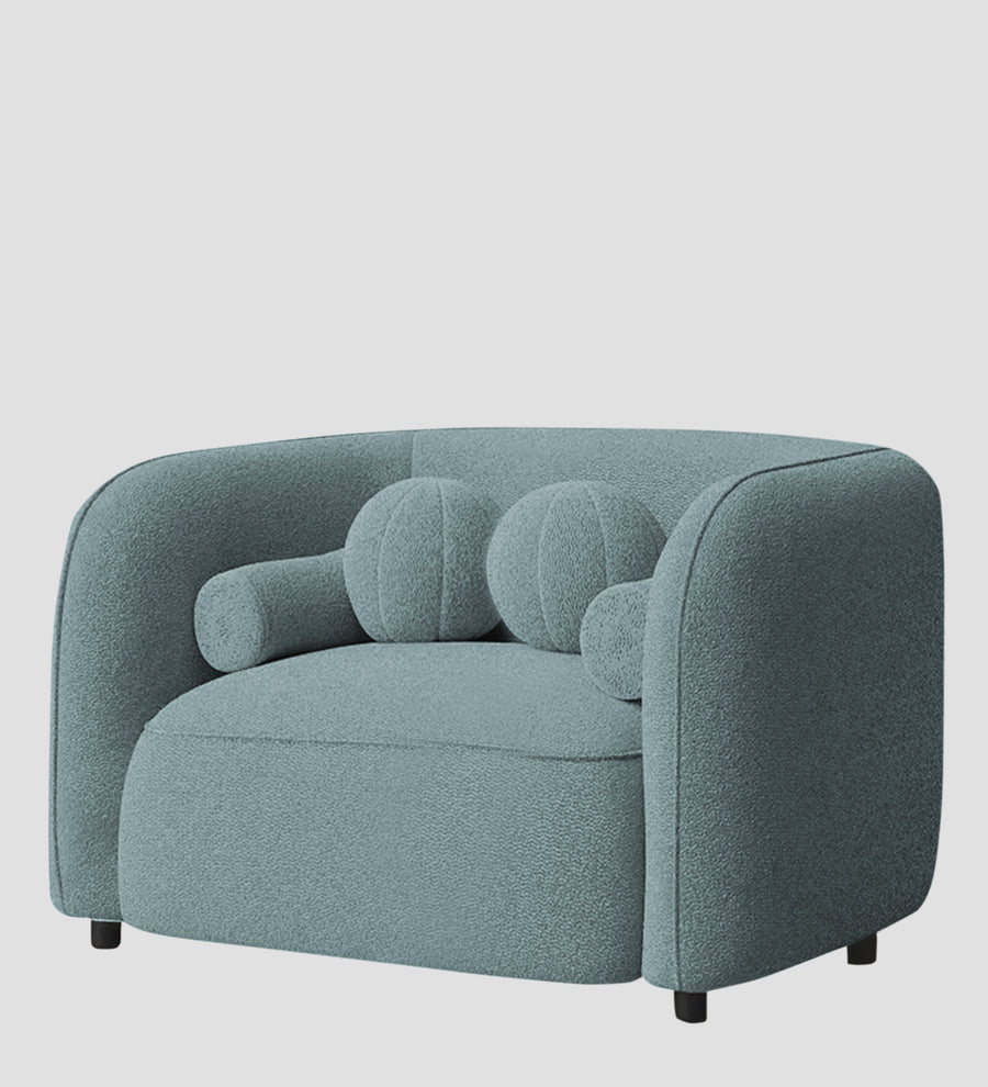 Corny Boucle Fabric 1 Seater Sofa In Stormy Blue Colour - Febonic Living