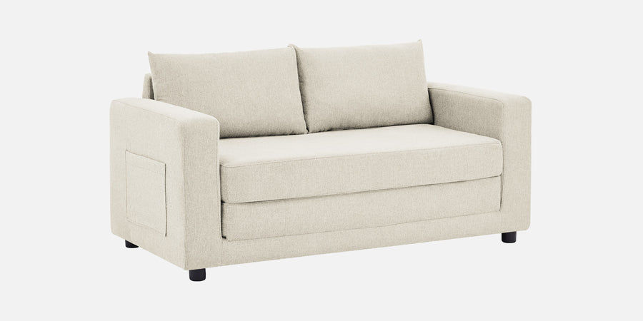 Roman Fabric 3 Seater Foldable Sofa Cum Bed In Ivory Cream Colour With Usb Port - Febonic Living