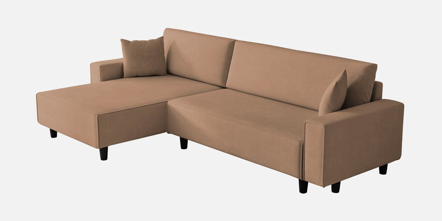 Peach Fabric Lhs 6 Seater Sofa Cum Bed With Storage In Cosmic Beige Colour - Febonic Living