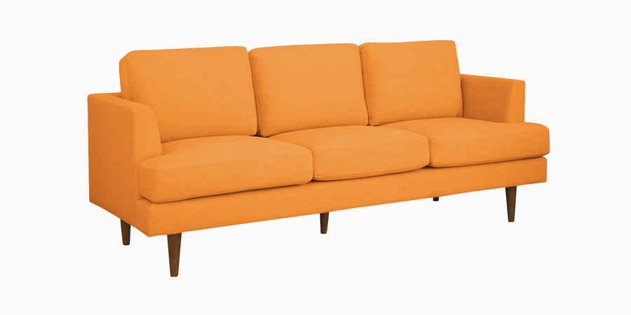 Motra Velvet 3 Seater Sofa In Tangerine Orange Colour - Febonic Living