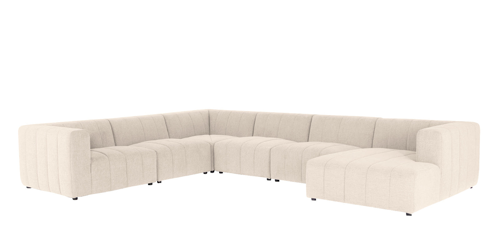 Damo Fabric LHS 8 Seater Sectional Sofa In Ivory Beige Colour