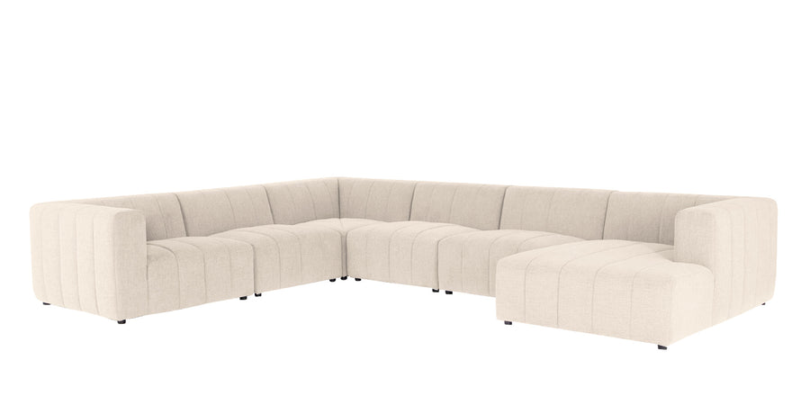 Damo Fabric Lhs 8 Seater Corner Sofa In Ivory Beige Colour - Febonic Living