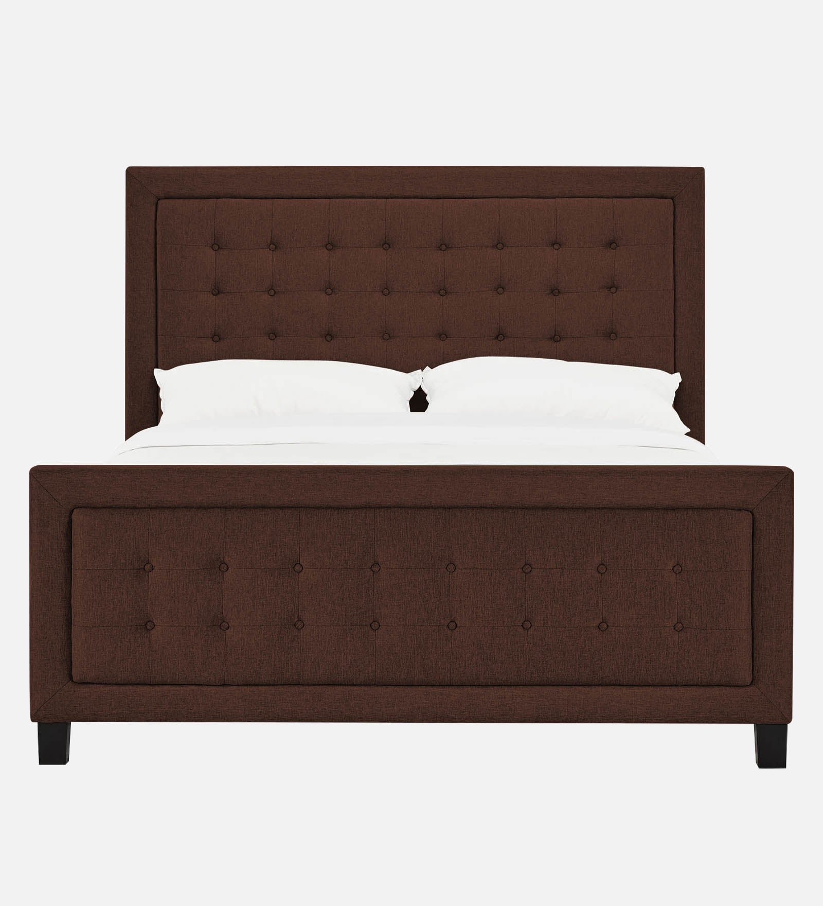 Kaster Fabric Queen Size Bed In Coffee Brown Colour