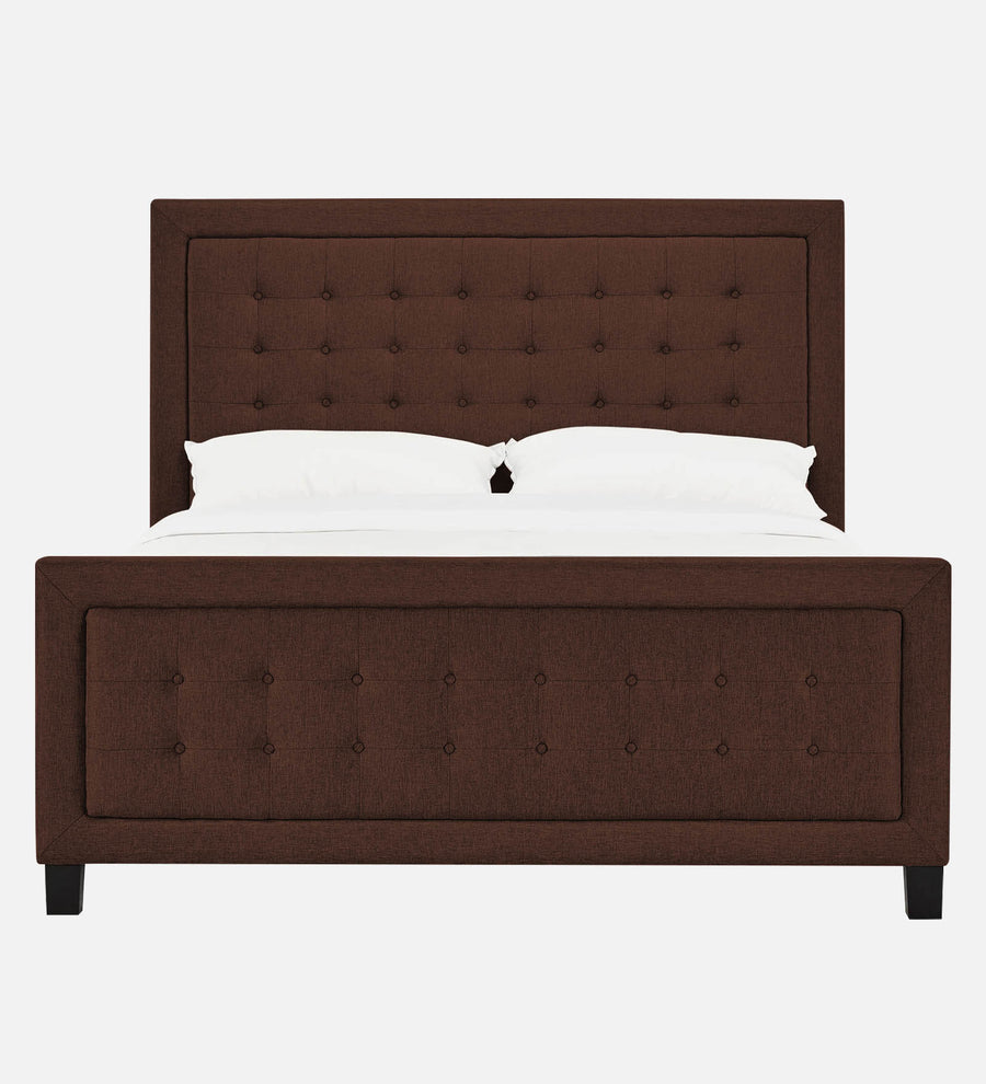 Kaster Fabric Upholstered Queen Size Bed In Coffee Brown Colour - Febonic Living