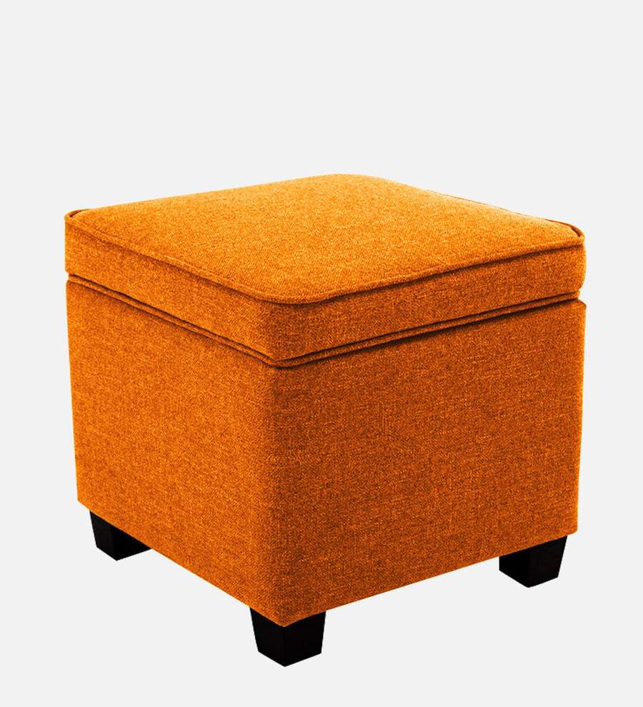 Sudan Fabric Ottoman In Vivid Orange Colour With Storage - Febonic Living