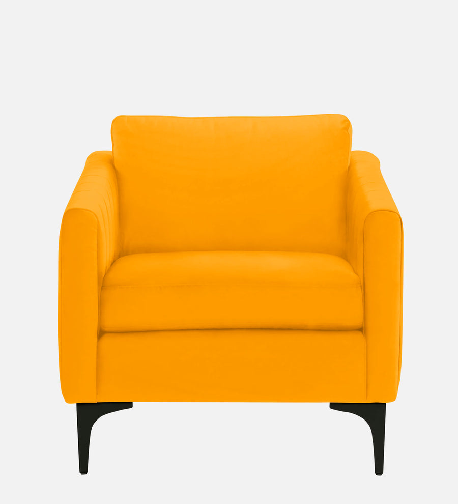 Haru Velvet 1 Seater Sofa In Saffron Yellow Colour - Febonic Living