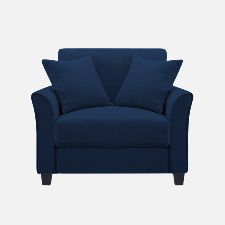Daroo Velvet 1 Seater Sofa In Imperial Blue Colour - Febonic Living