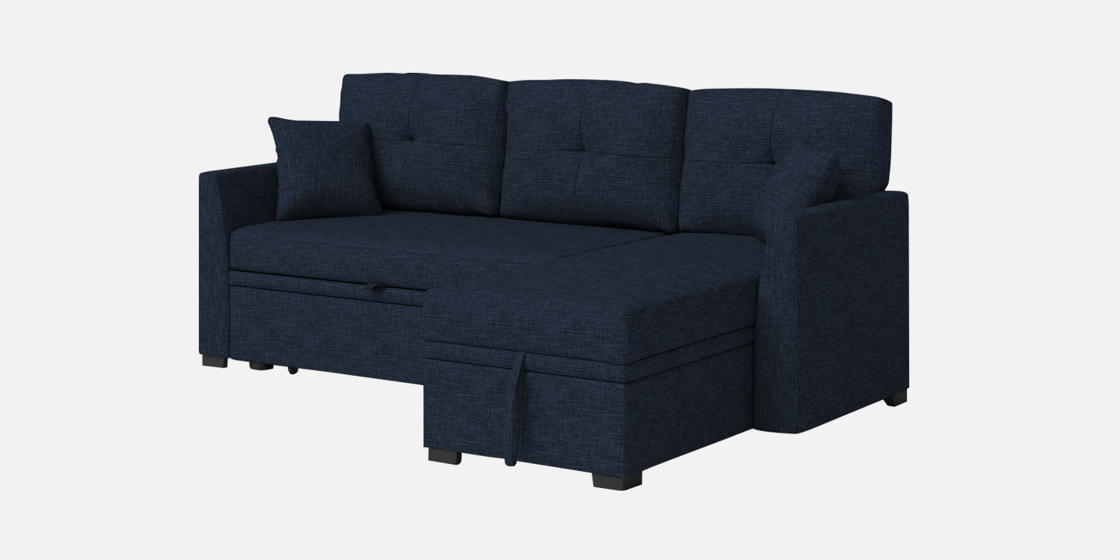 Jody Fabric 3 Seater Pull Out Sofa Cum Bed In Denim Blue Colour