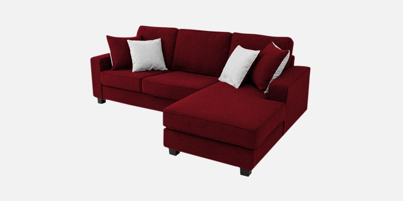 Ladybug Fabric LHS Sectional Sofa (2+Lounger) In Ruby Red Colour