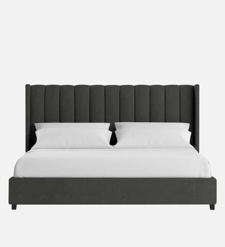 Colina Fabric Upholstered Queen Size Bed In Charcoal Grey Colour With Box Storage - Febonic Living