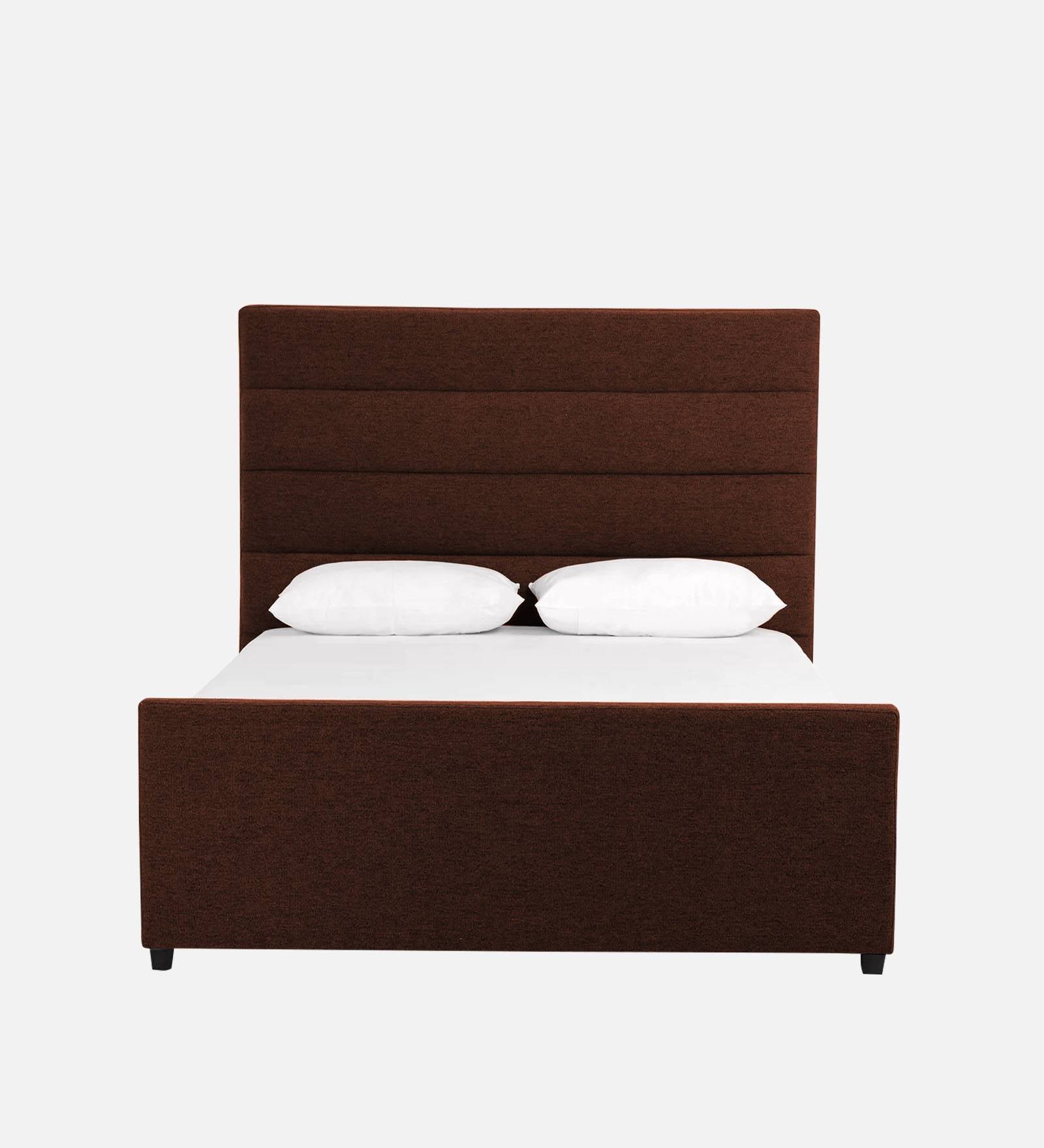 Pollen Fabric Queen Size Bed In Coffee Brown Colour