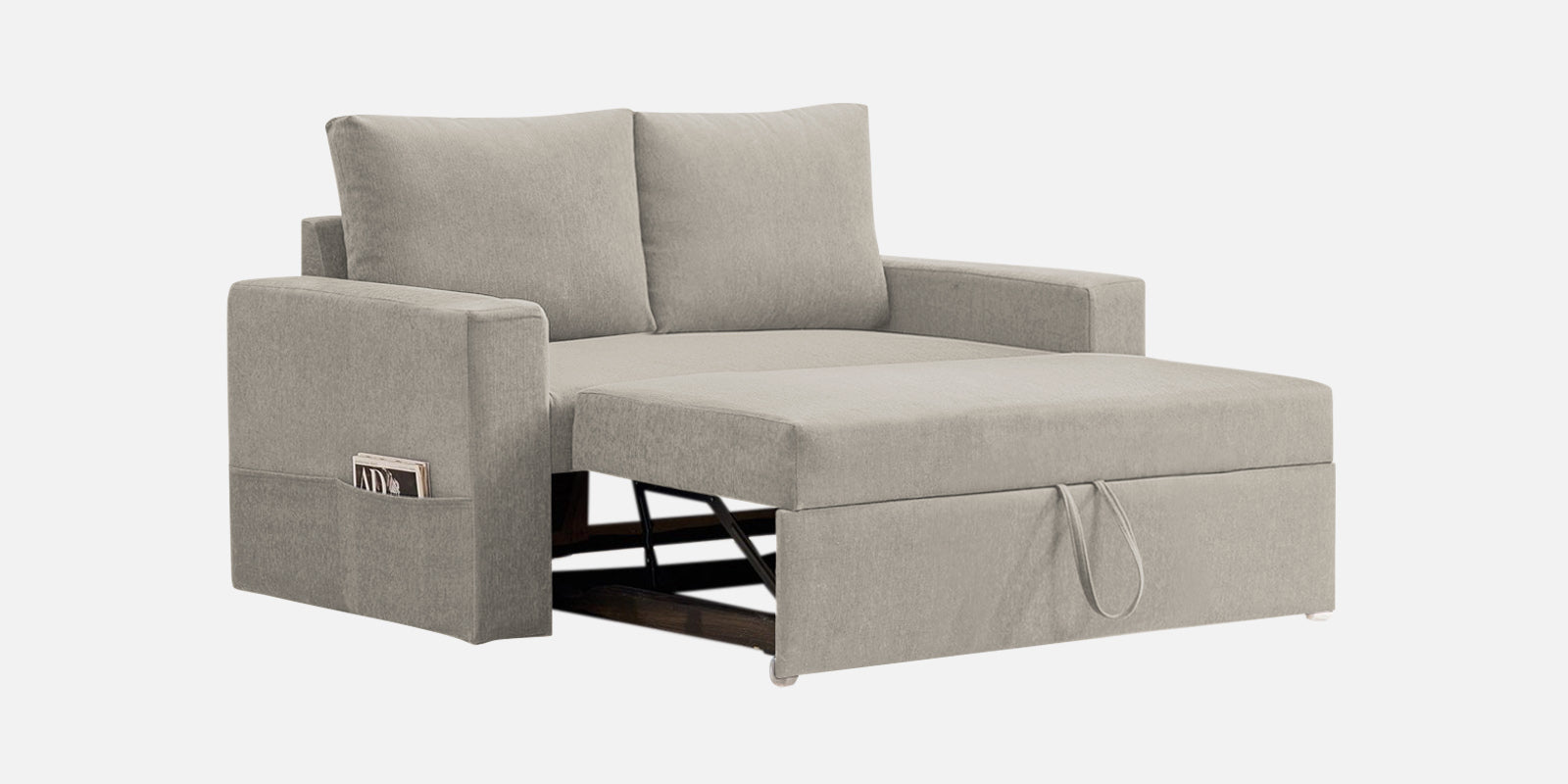 Kara Fabric 2 Seater Pull Out Sofa Cum Bed in Lit Grey Colour