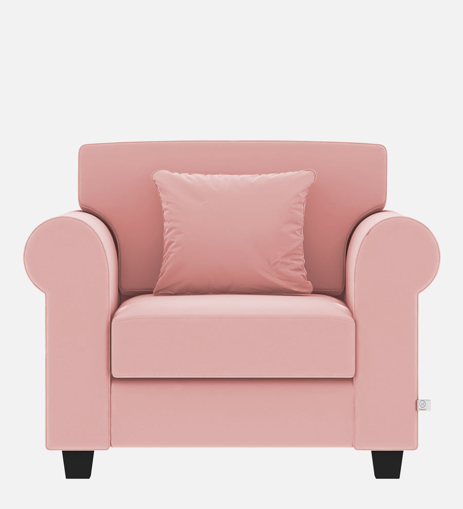 Numonk Velvet 1 Seater Sofa In Millennial Pink Colour - Febonic Living