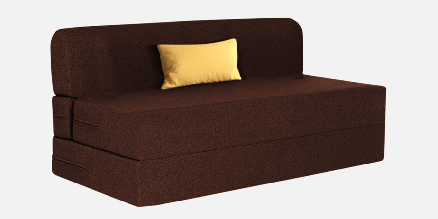 Fleepy Fabric 2 Seater Foldable Sofa Bed In Coffee Brown Colour - Febonic Living