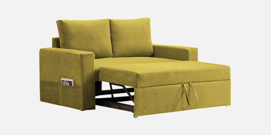 Kara Fabric 2 Seater Pull Out Sofa Cum Bed In Parrot Green Colour - Febonic Living