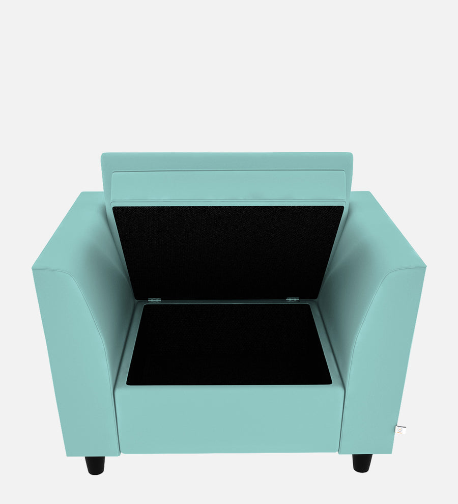 Bristo Velvet 1 Seater Sofa In Barmunda Aqua Colour With Storage - Febonic Living