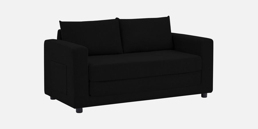 Roman Fabric 3 Seater Foldable Sofa Cum Bed In Zed Black Colour With Usb Port - Febonic Living
