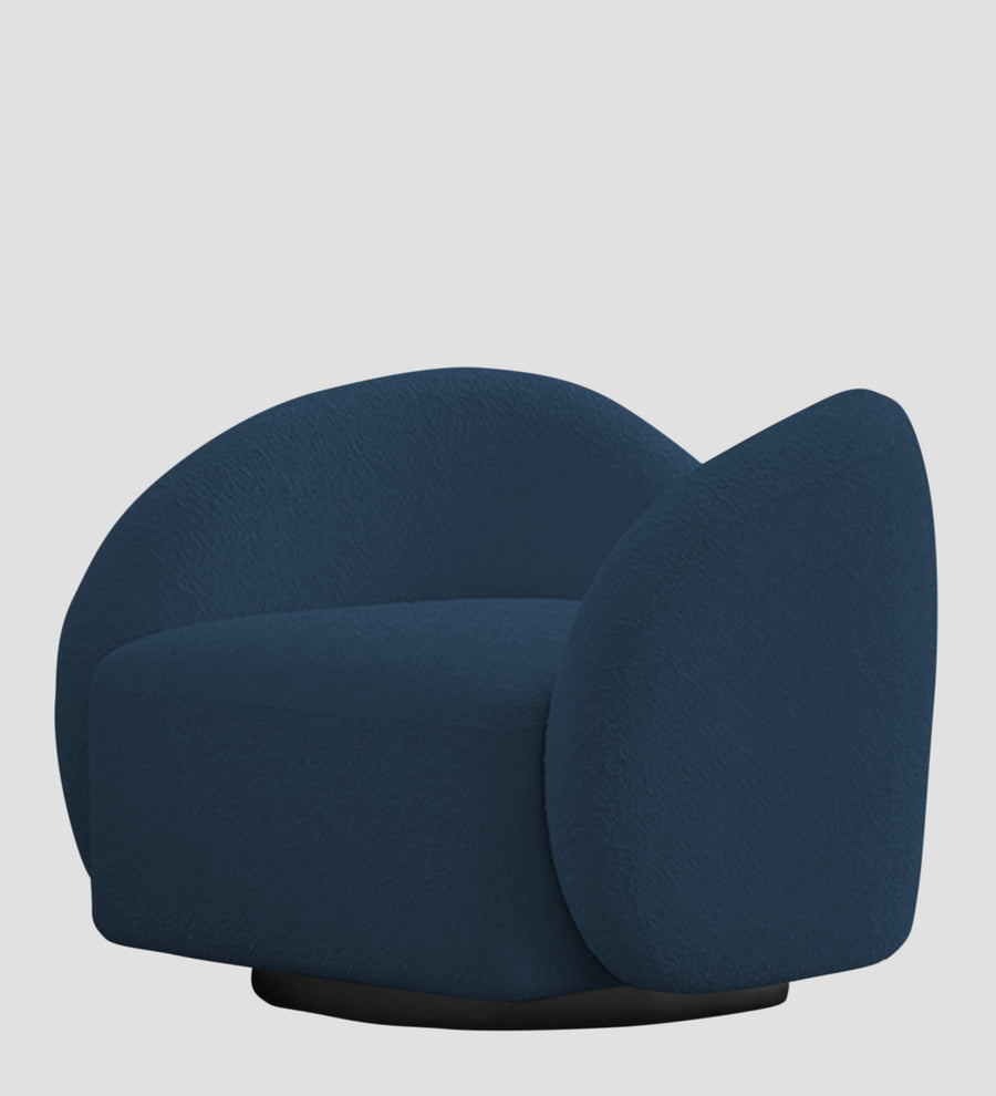 Miles Boucle Fabric Swivel Chair In Classic Blue Colour - Febonic Living