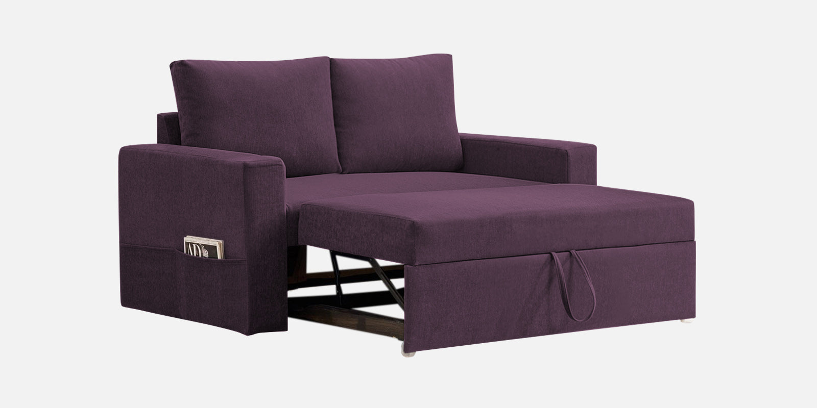 Kara Fabric 2 Seater Pull Out Sofa Cum Bed in Greek Purple Colour