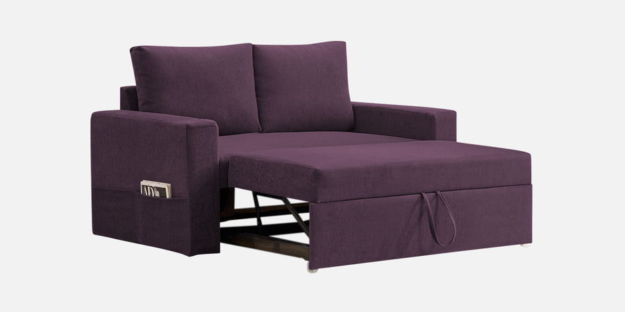 Kara Fabric 2 Seater Pull Out Sofa Cum Bed In Greek Purple Colour - Febonic Living